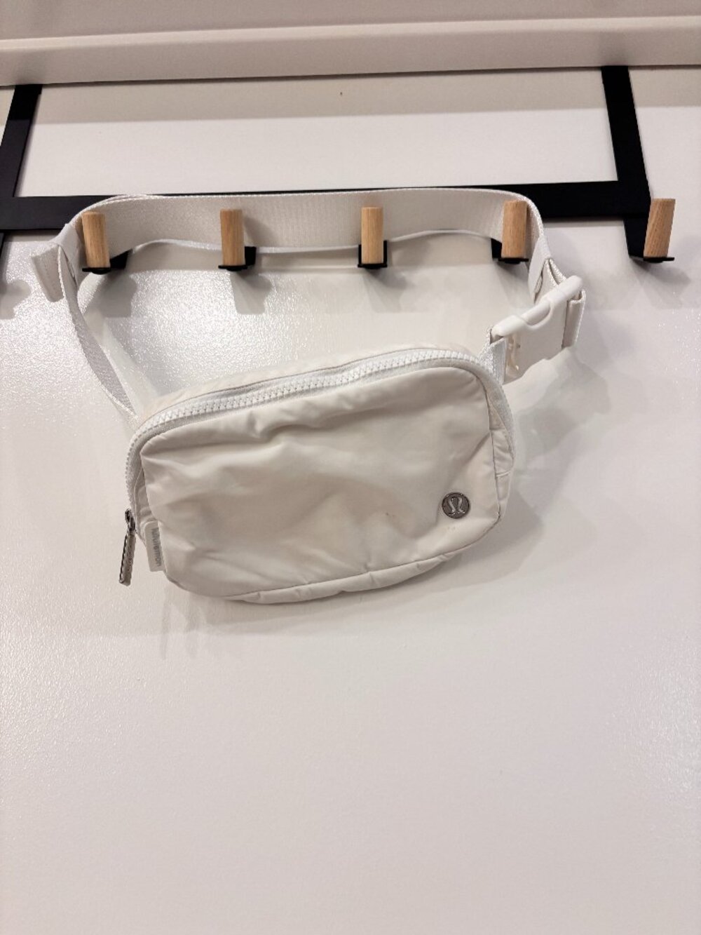 White/Cream Nylon Belt Bag Fanny Pack